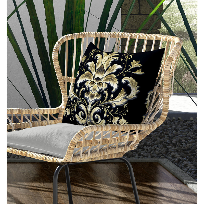 Coussin en voile Vintage, H 16 po x l 16 po, Noir / beige