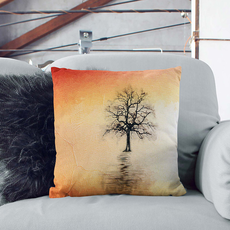 Tree Reflection at Sunset Cushion with Filling, 55cm H x 55cm W x 20cm D