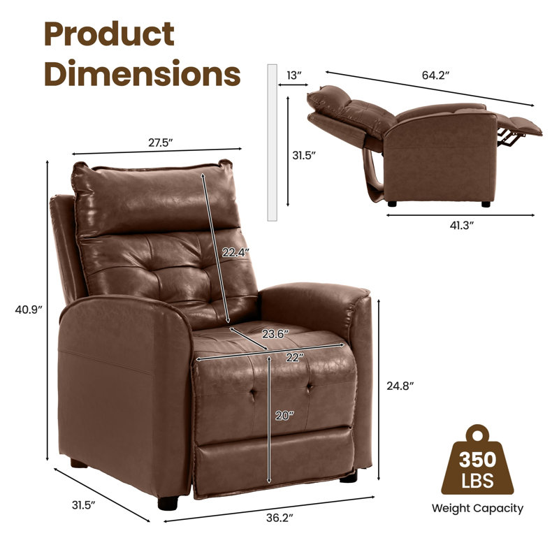 Fauteuil inclinable en cuir brun, Similicuir brun