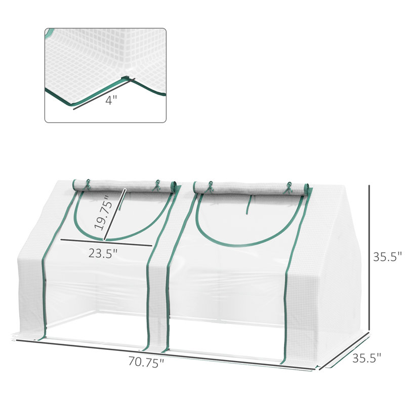 6' X 3' Greenhouse For Garden, Clear, Steel Frame, 2 Covers & Accessible Windows Clear Portable 3', Steel, Pe/Plastic Covers, Adjustable