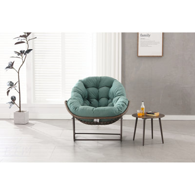 Oversized Wicker Egg Rocking Chair With Thick Cushion, Durable And Comfortable For Indoor & Outdoor Use, Modern Lounge Chair For Patio, Balcony, And Garden