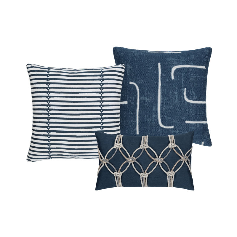 Denim Coordinated Set of 5 Indoor & Outdoor Throw Pillows, 3