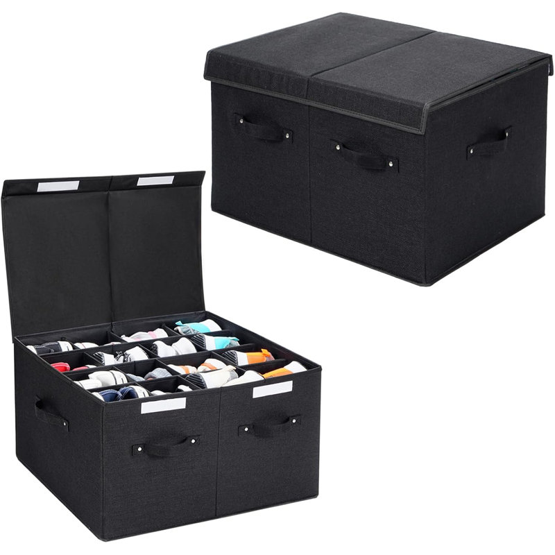 2-pack Stackable Shoe Storage Boxes Black