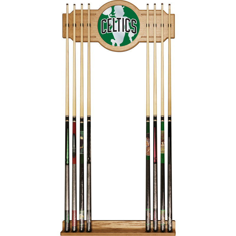 Support à queue de billard avec miroir nba, Celtics de Boston, L 30 po x l 12 po