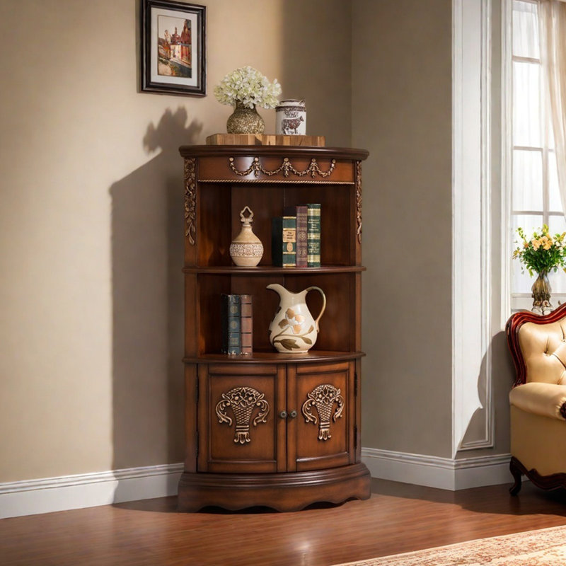 Élégante armoire d'angle multifonctionnelle rétro, Brun
