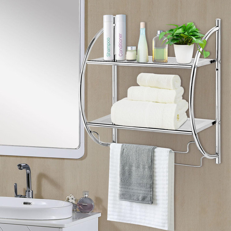 2 - Piece Metal Accent Shelf with Tower Bar