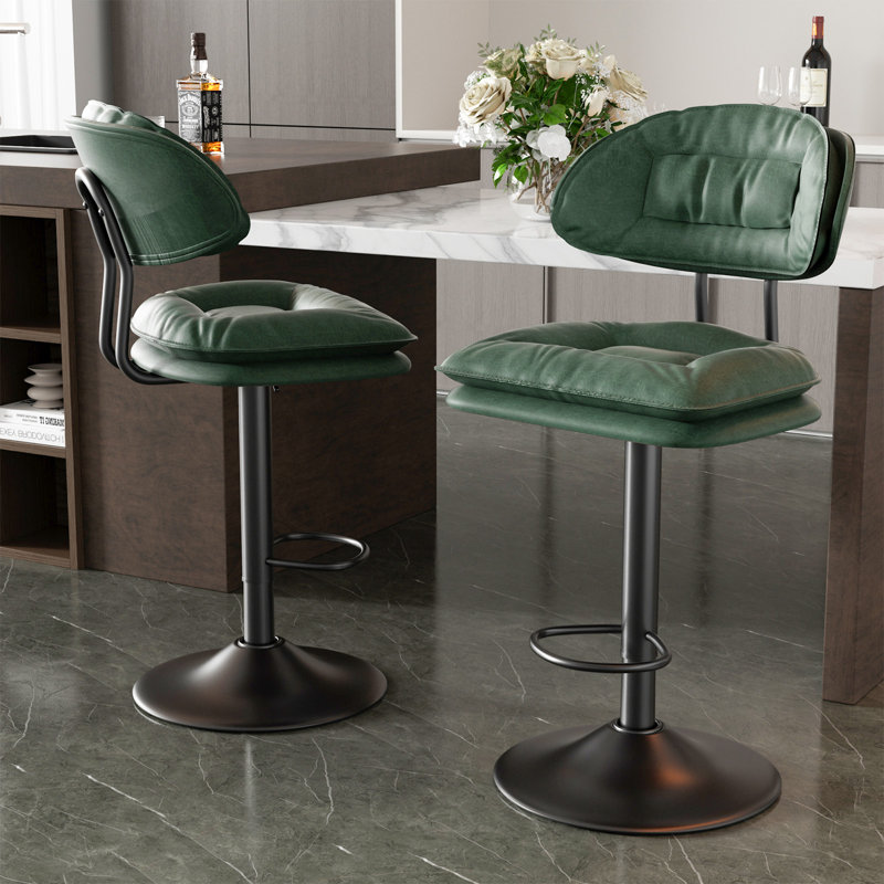 Height Adjustable Swivel Bar Stool, Green