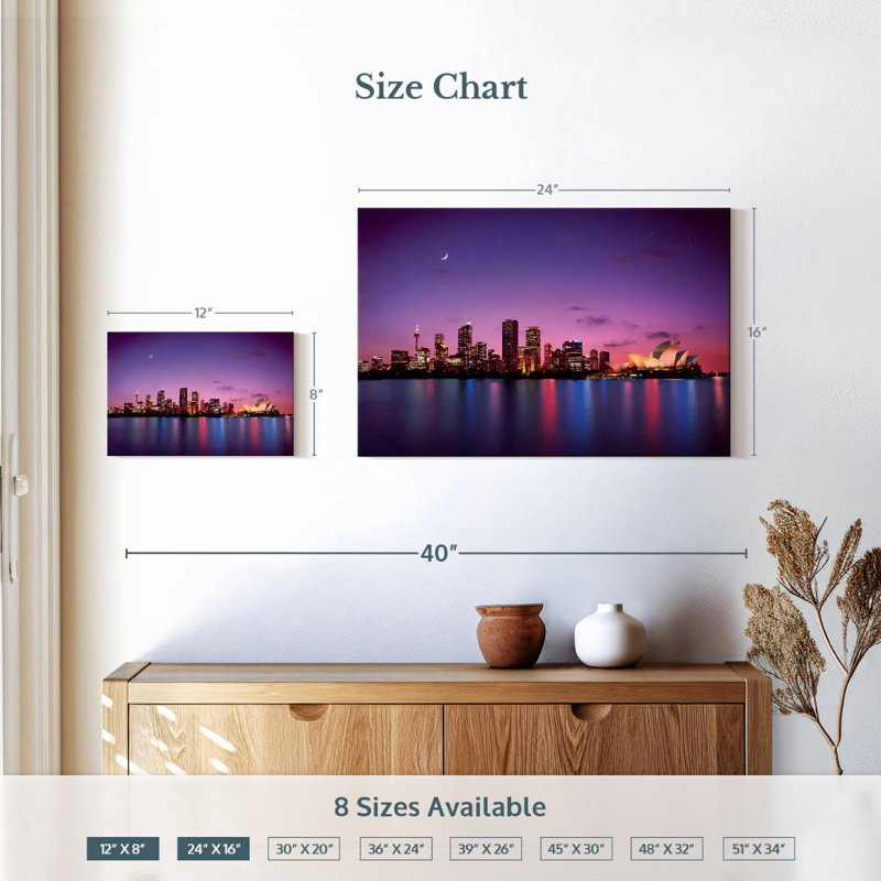 Sireci Sydney Night Skyline, 16" H x 24" W