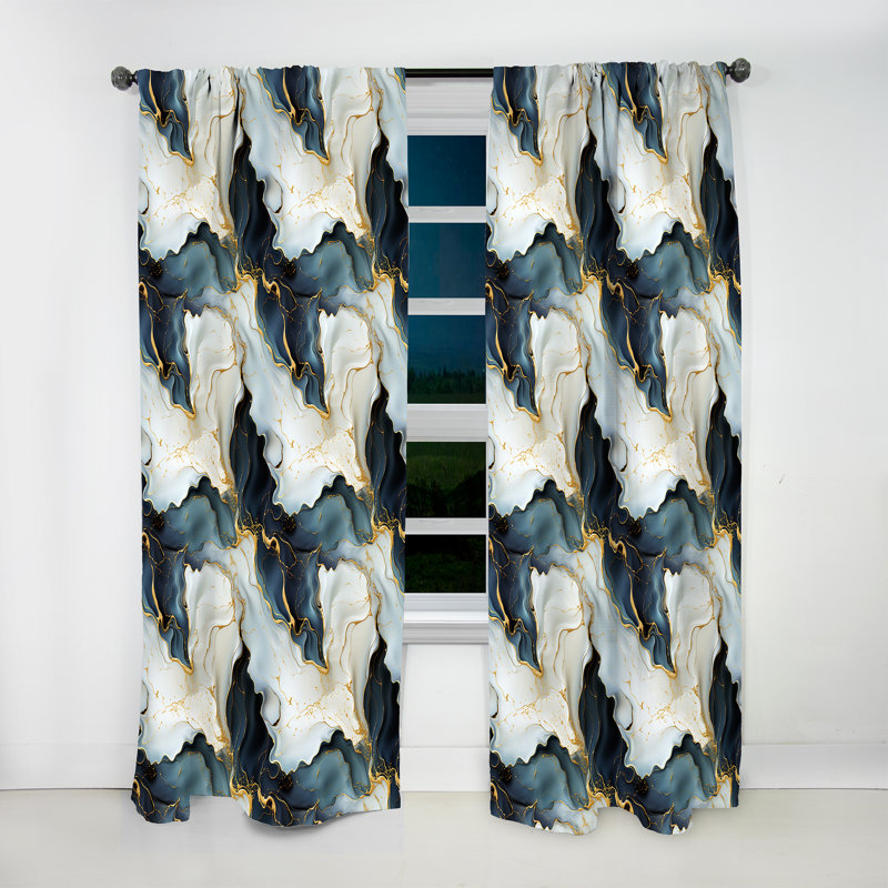 Gold Timeless Marble Classic Delights II - Glam Velvet Curtain - Room Darkening - 1 Panel, 52" W x 63" L