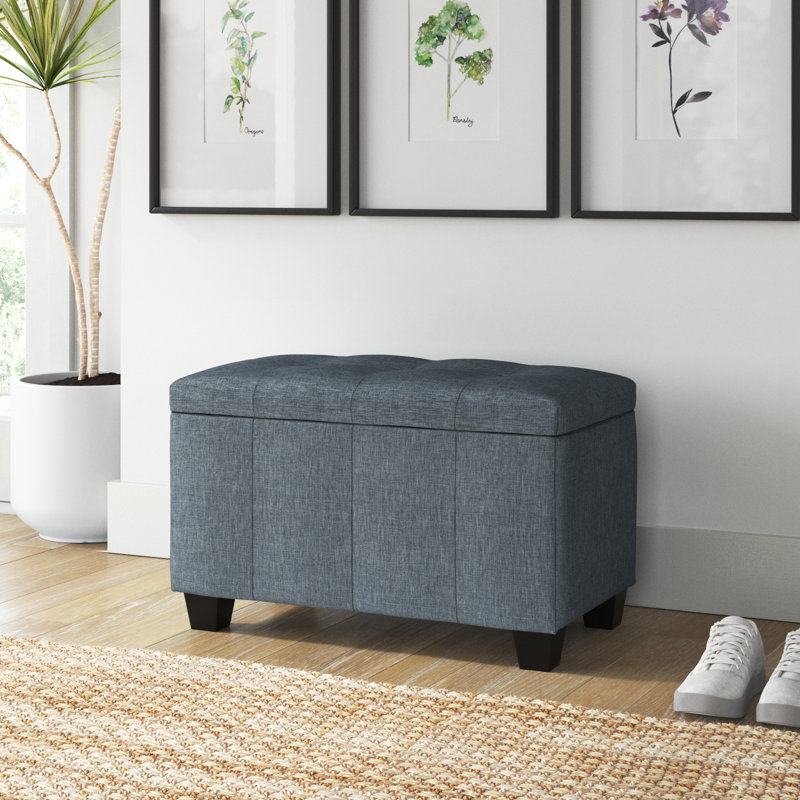 Banc de rangement rembourré en tissu Bacca, Gris foncé