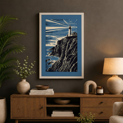 Lighthouse on the Rocks Coastal - Wrapped Canvas