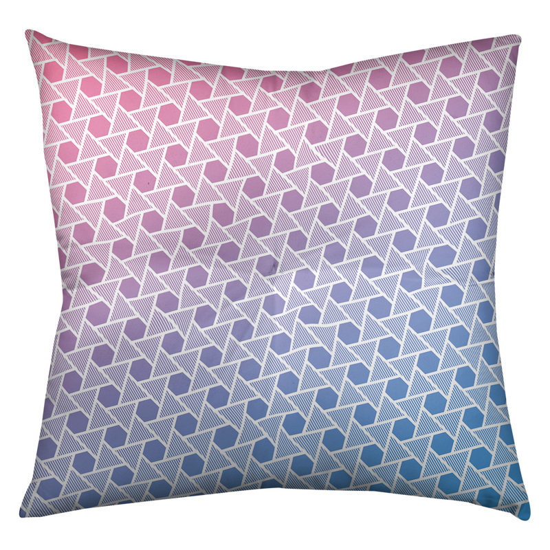Coussin de plancher hexagonales et triangles, 26 po x 26 po, Rose / Bleu