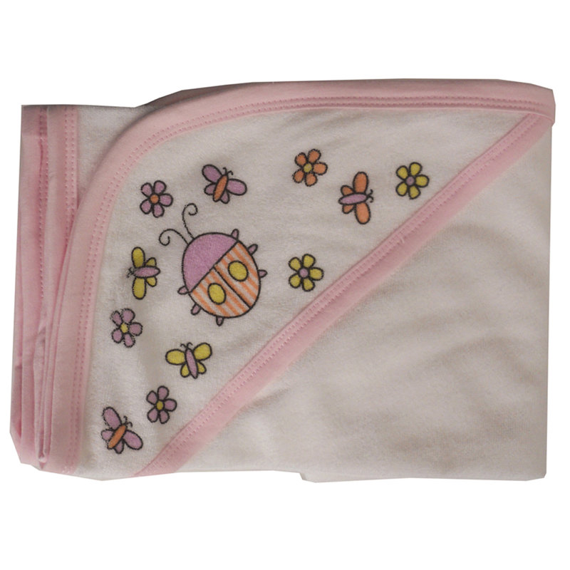 Pink Hooded Cotton and Polyester Baby Washcloth