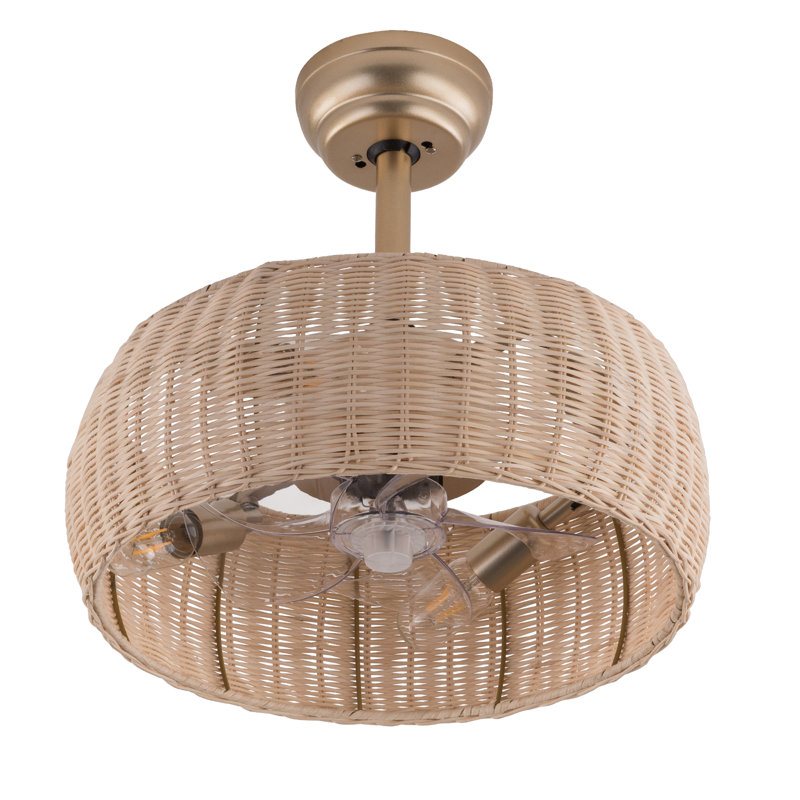 Ventilateur de plafond en cage en bambou avec télécommande Adrita