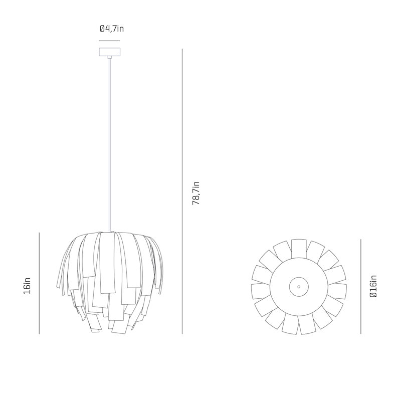Luisa Pendant, 15.7" H x 15.7" W x 15.7" D, No