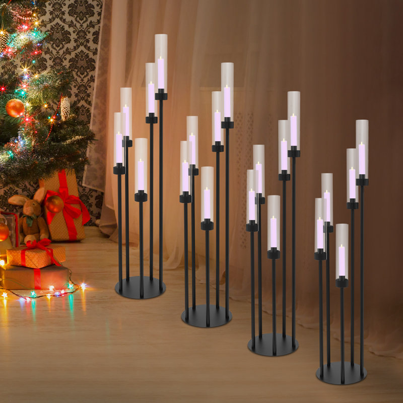 5-Arm Candle Holder Set Of 4, Black
