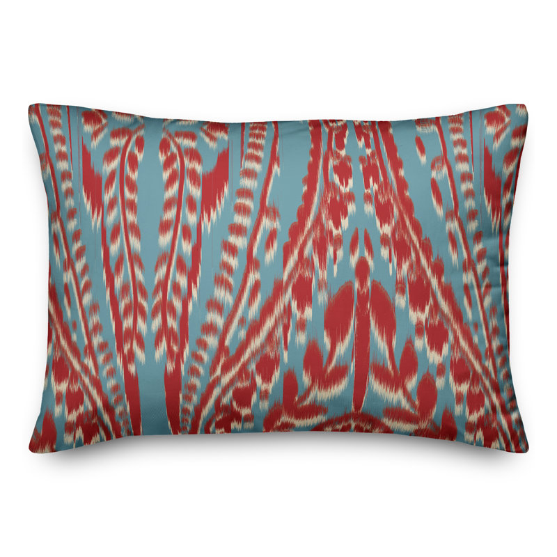 Floral Outdoor Reversible Throw Pillow, Red