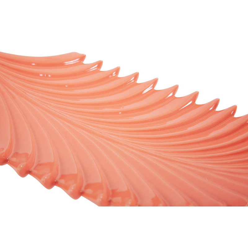 Edwon Hand Finished Glossy Coral Textured Ceramic Tray