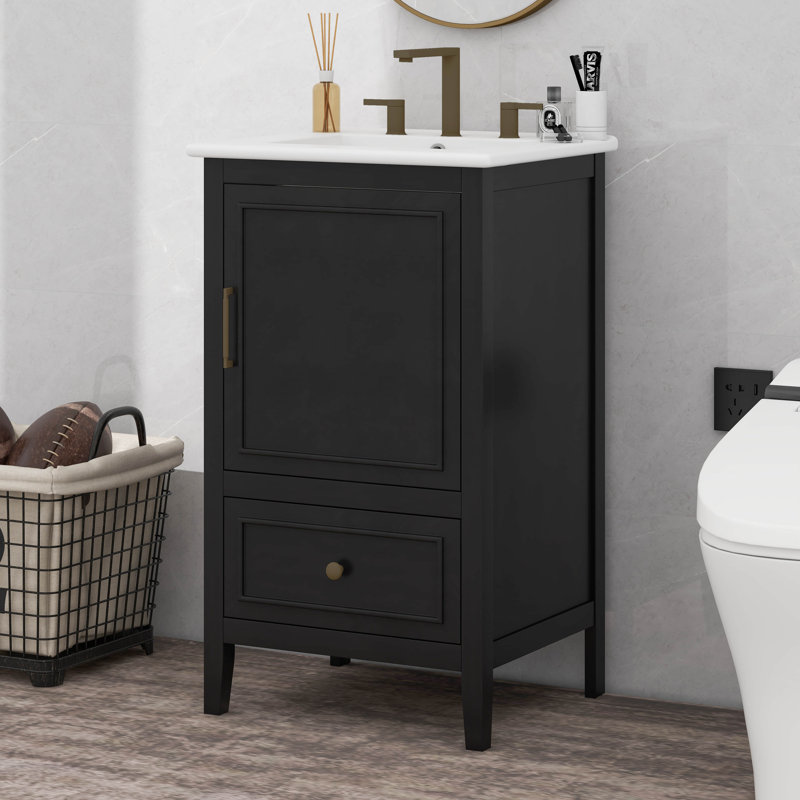 Meuble-lavabo de 20 po avec lavabo, tablette de porte et patins réglables, tiroir