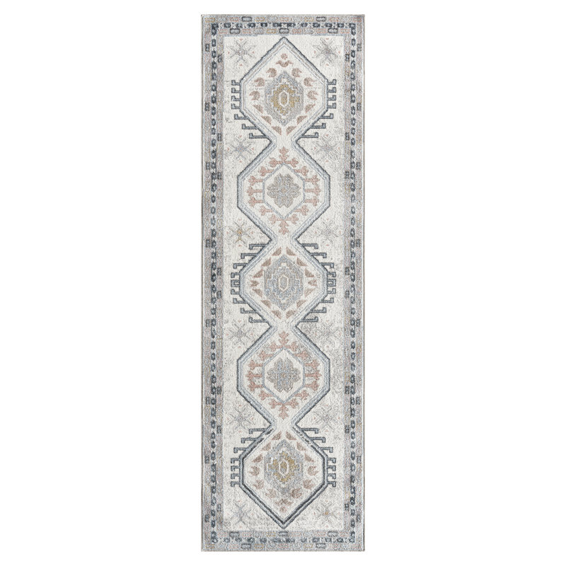 Tapis bleu clair / bleu Onnika, Tapis de couloir 2 pi 2 po x 7 pi 2 po