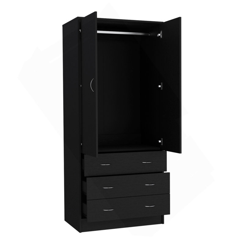 Armoire Ramey, chambre à coucher, noir, Noir