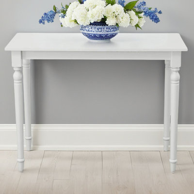 Table de comptoir rectangulaire Brighton - Pieds fuselés en bois massif de style contemporain (blanc antique)