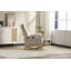 Fauteuil à bascule pour chambre d'enfant avec repose-pieds et poche latérale, dossier haut rembourré motif ours en peluche, beige