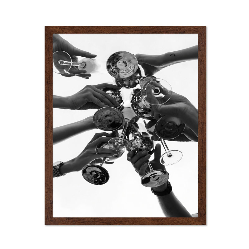 Cocktail Cheers, Poster, 12"H x 16"W, Brown Framed