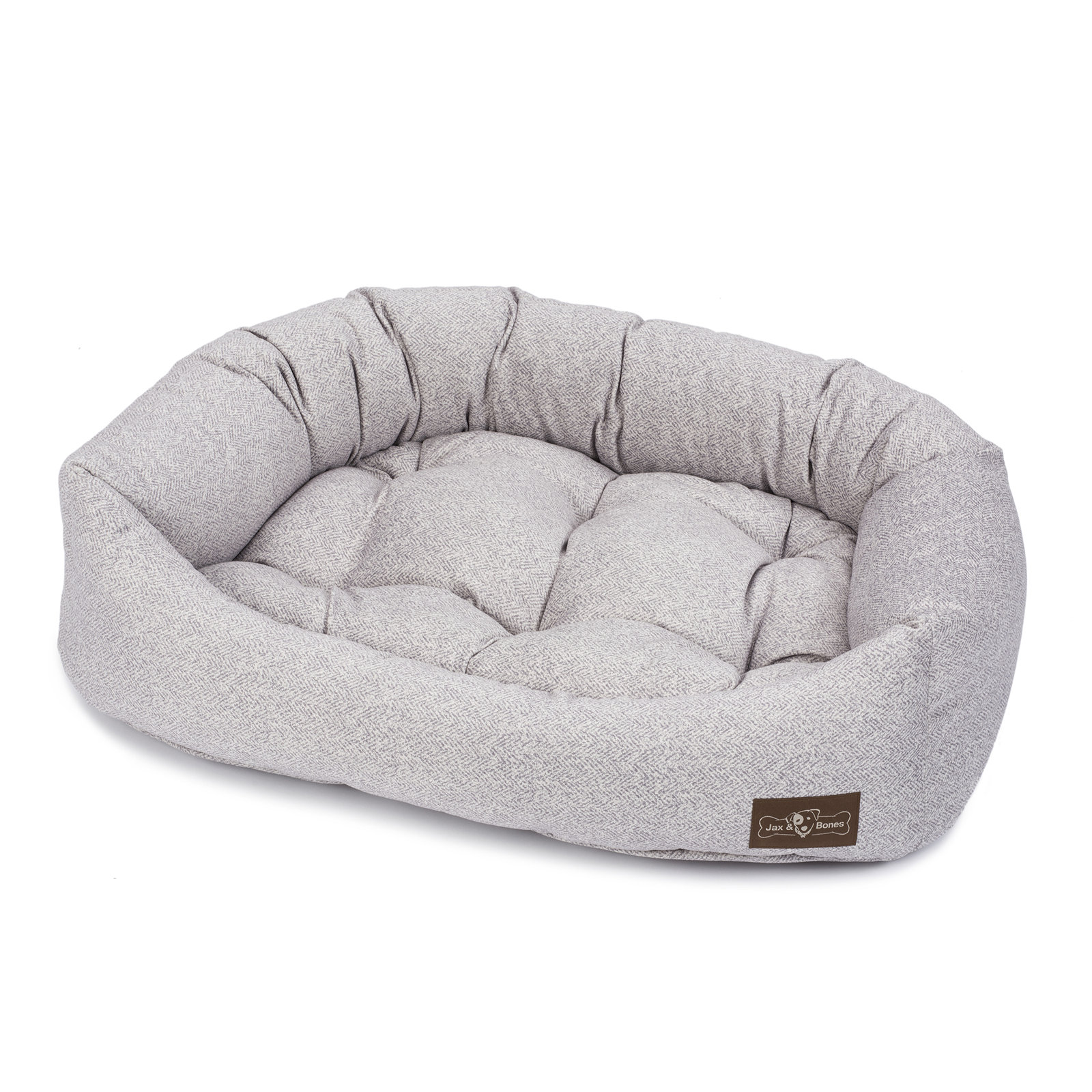 Herringbone Velour Pet Bed, Small (24" W x 21" D x 6.5" H), Herringbone Horizon