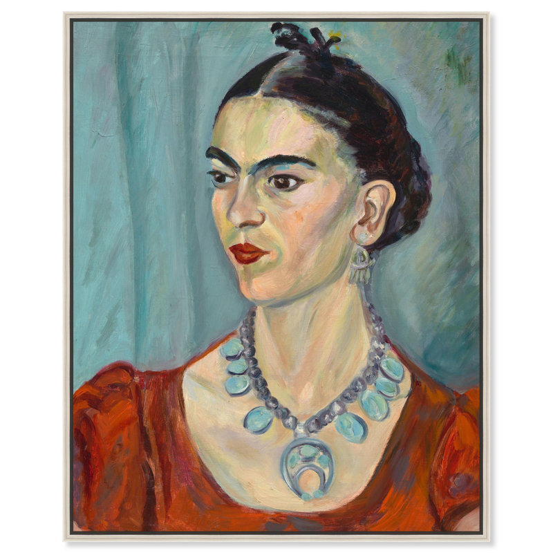 «Frida Kahlo» par Magda Pach, 1933, toile par Art Remedy, H 25 po x l 21 po, Cadre flottant, Argent argent