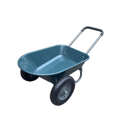 Heavy Duty Dual-Wheel Garden Utility Cart, 4 Cu.Ft Capacity Yard Wagon with Built-in Stand for Lawn, Garden & Hauling