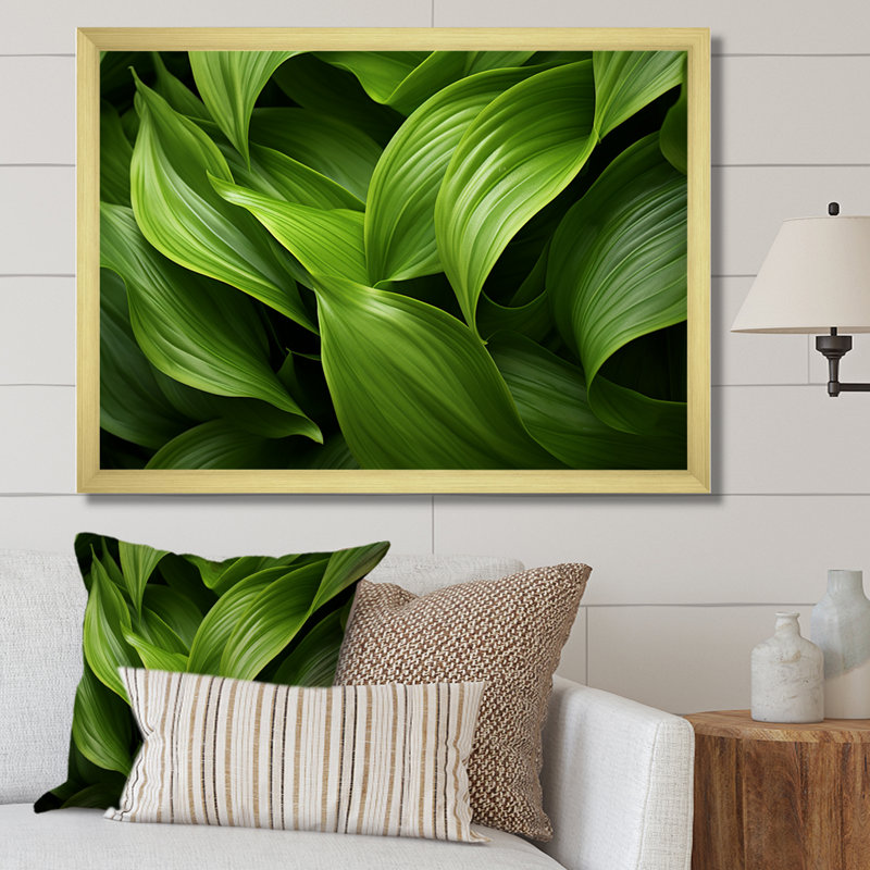 Greenerys Gaze I - plantes, art mural sur toile, Cadre photo doré, H 34 po x l 44 po x P 1,5 po