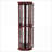 Cabinets | Lighted Curio Display Cabinet, Engineered Wood, Walnut Brown, Adjustable Tempered Glass Shelves, Mirrored Back | Traditional | MDF-1506976214