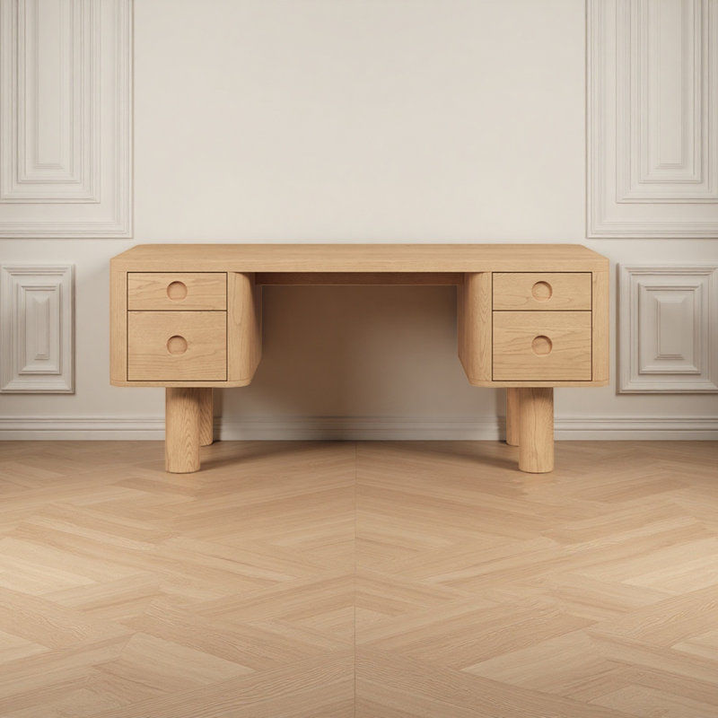 Bureau d'étude en chêne rouge robuste