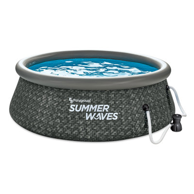 Summer Waves Plastic Round Inflatable Pool 30'' H x 96'' W x 96'' L , with Pump Included