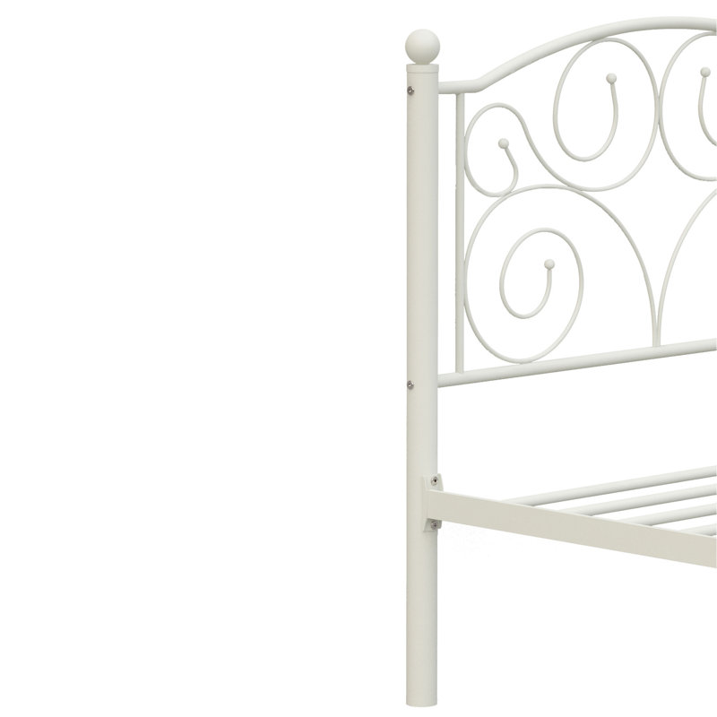 Cadre de lit simple blanc en métal avec tête de lit et - facile à assembler, construction solide, sans sommier, meubles de chambre à coucher modernes