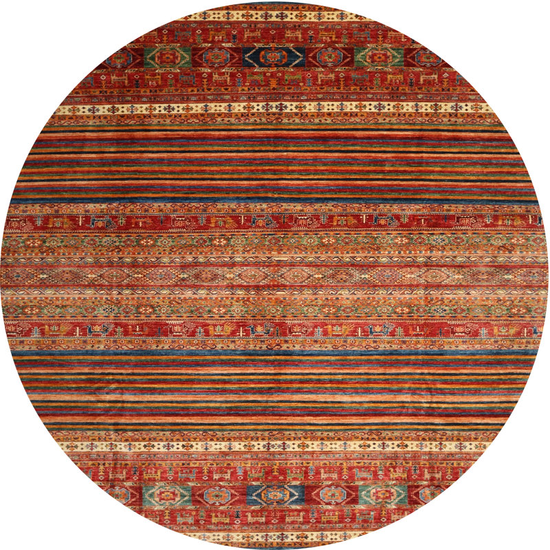 Tapis rouge à motif sud-ouest, Rond 7 pi