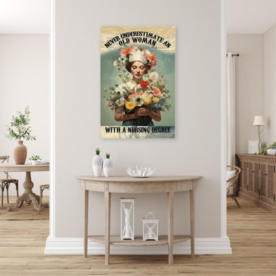 Old Woman With A Nursing Degree - 1 Piece Rectangle Graphic Art Print On Wrapped Canvas On Canvas Print -  Trinx, 3EAAF410AC5E4D89A72AAC35B5358812