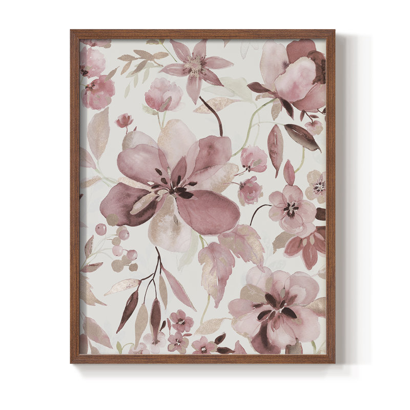 «Shimmering Blush I», reproduction encadrée - bois massif, Noyer, H 15 po x l 12 po