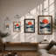 Red Sun Over Still Water Minimalist - Framed Print-158266834-158266837