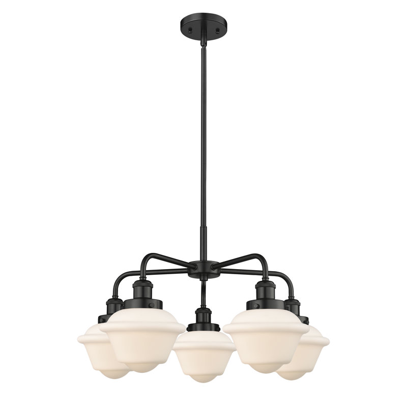 Grourke 5 - Light Glass Dimmable Chandelier, Matte White, Matte Black