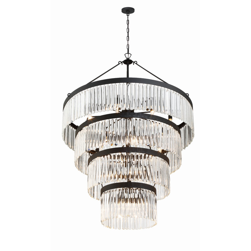 Kunz 22 - Light Dimmable Tiered Chandelier, Black