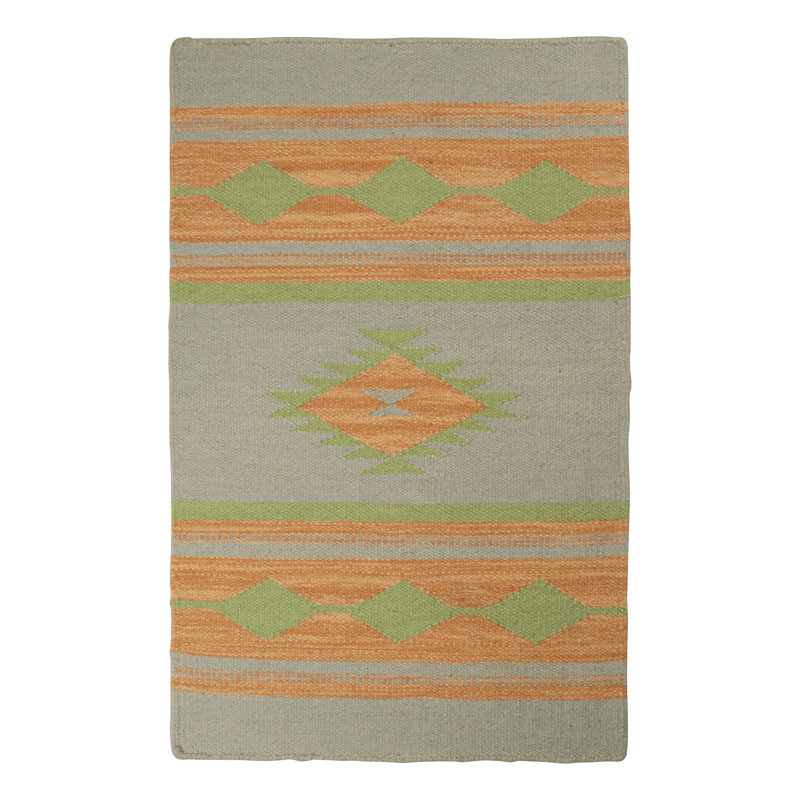 Flatweave Wool Area Rug in Gold/Green