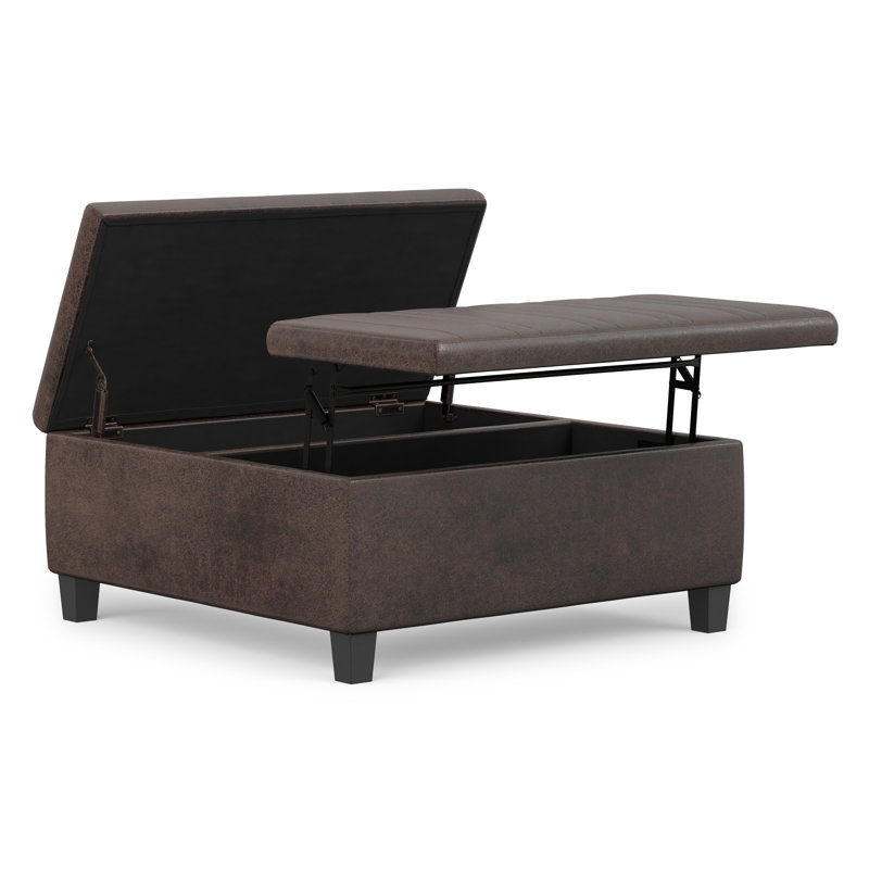 Repose-pieds de rangement pour table basse Ellis, Brun délavé