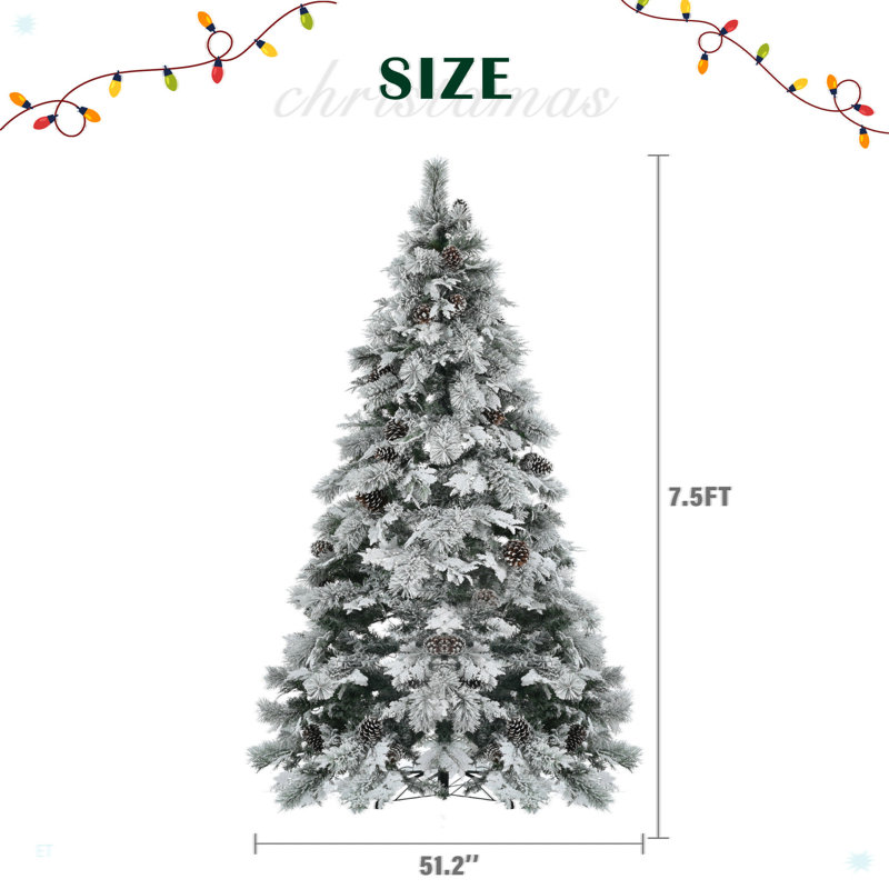 Arbre de Noël pré-éclairé enneigé, 7.5'