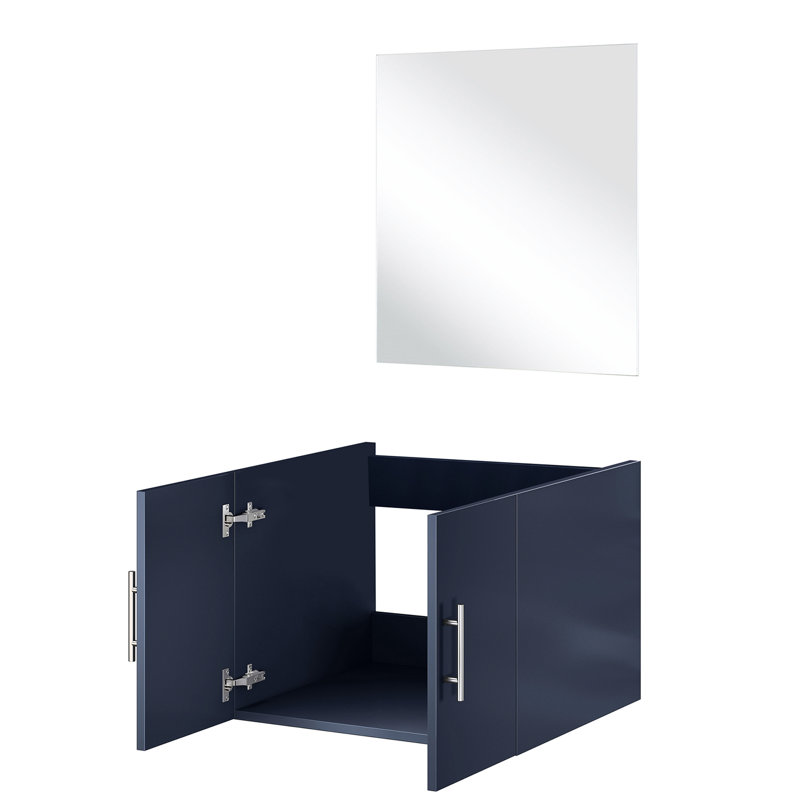 Meuble-lavabo bleu marine l 24 po x P 22 po avec miroir inclus - Rangement spacieux Installation simple et facile à assembler