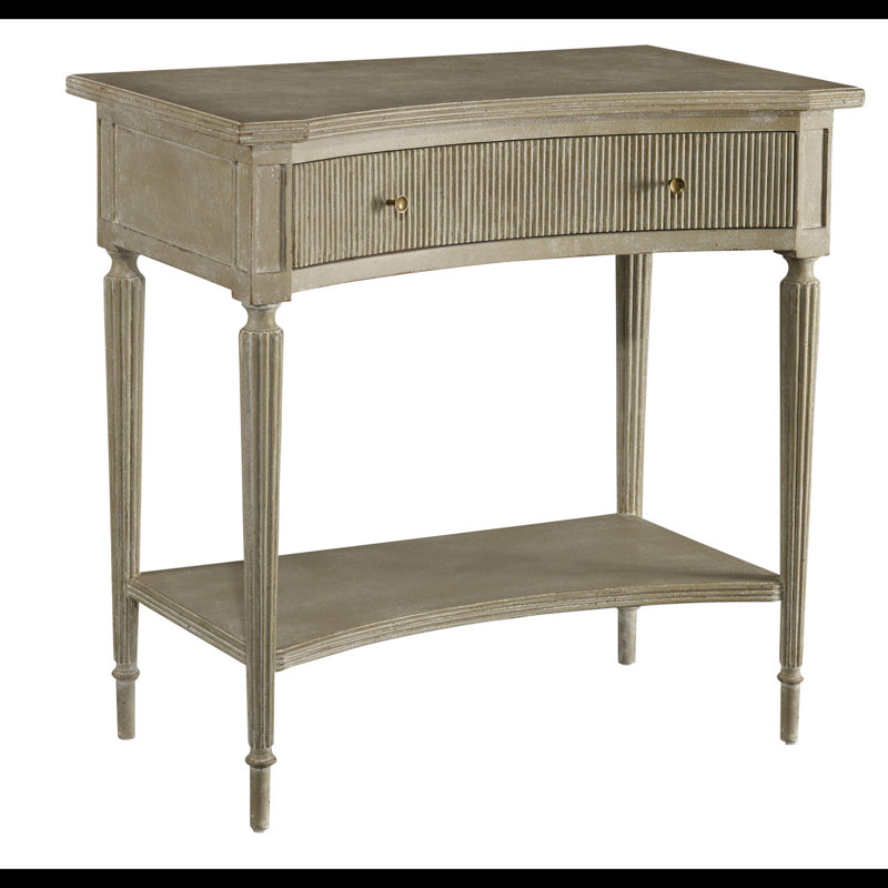 Ribbed Solid Wood End Table