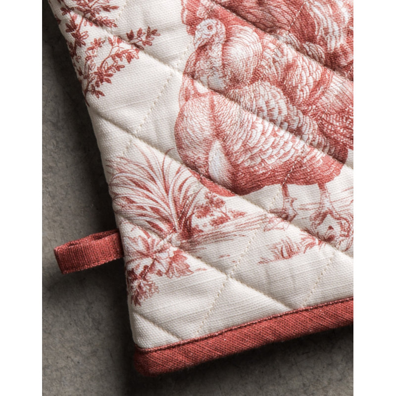 Maison d'Hermine Holy Jouy - Gant de cuisine + manique 100 % coton rouge - 7,5 po x 13 po et 8 po x 8 po, Rouge