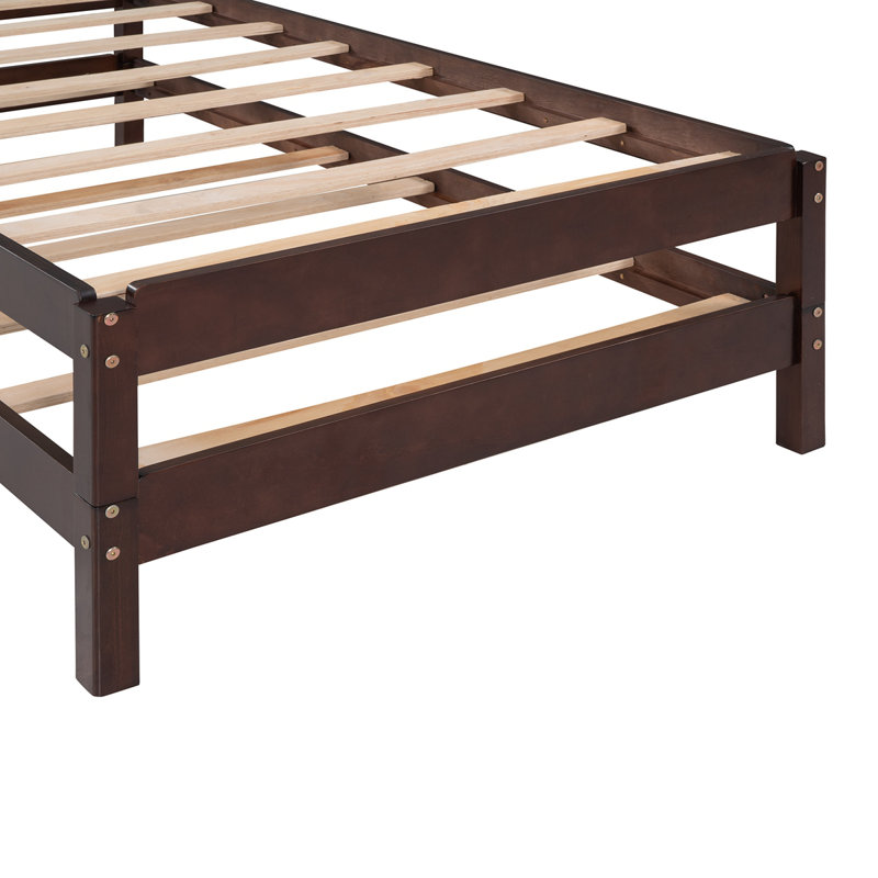 Ebern Designs Solid Platform Bed, 2 Twin Wood Bed Guest Bed Stackable ...