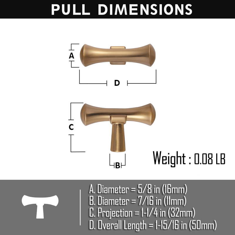 1 1/4"  Length  Knob Multipack, Champagne Brown